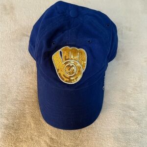 Milwaukee Brewers Blue Cap with Gold Sequin Logo